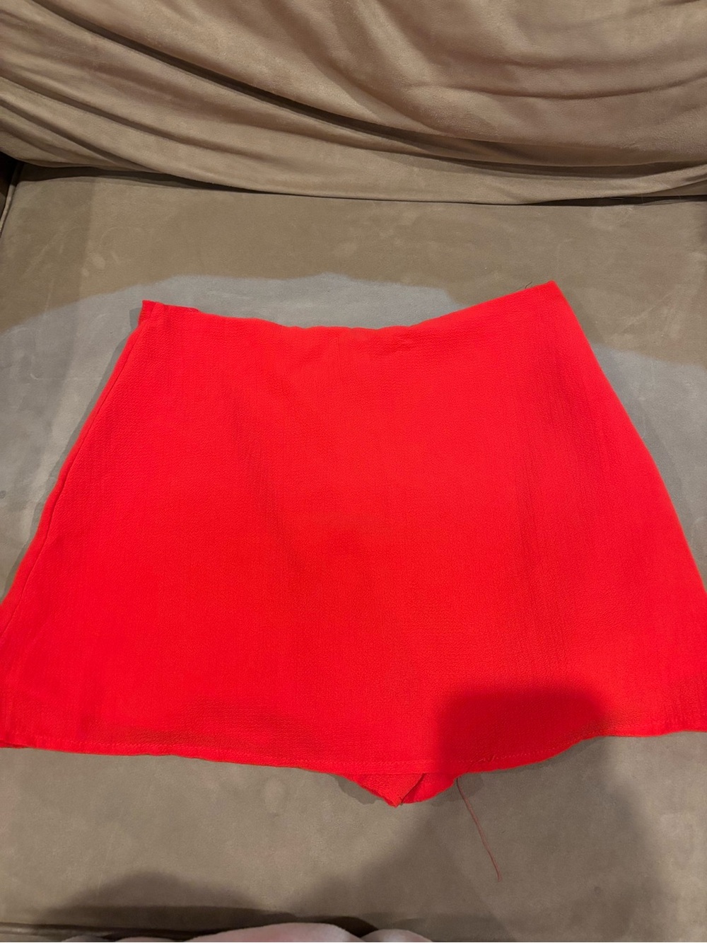 Red Ruffle Wrap Mini Skirt - Picture 2 of 3
